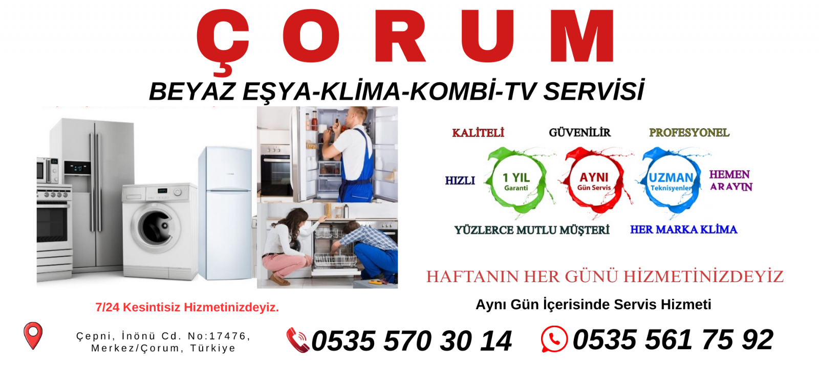 Çorum Beyaz Eşya Servisi